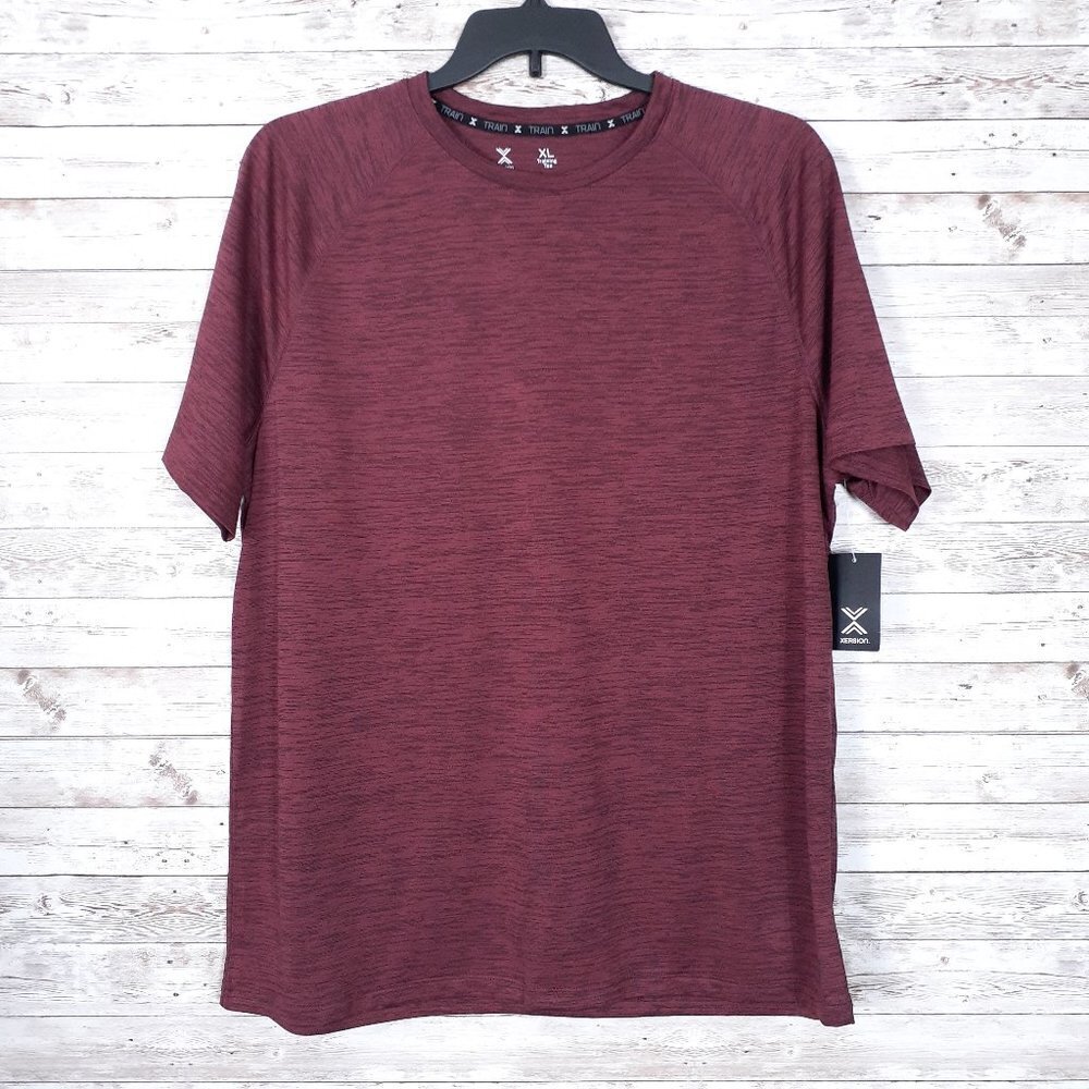 Xersion Mens Training Tee XL Quick Dri Burgundy Heather 333A